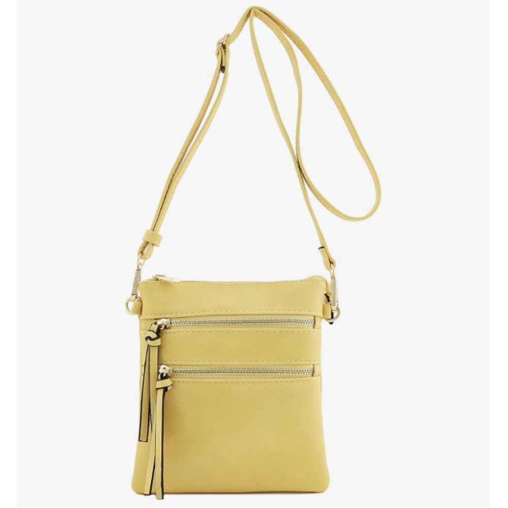 Small Yellow Crossbody Bag with Adjustable Strap